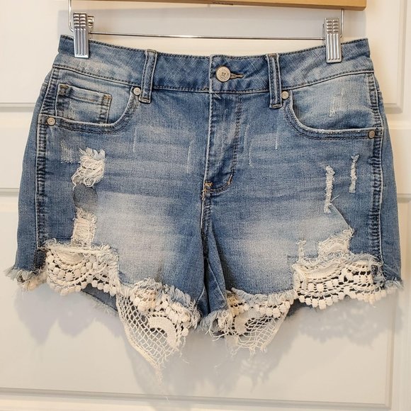 denim lace shorts